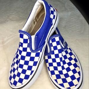 Kids size 1 royal blue/white check vans. Excellent condition